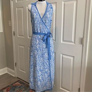 NWT Blue White Zebra Print Wrap Dress
